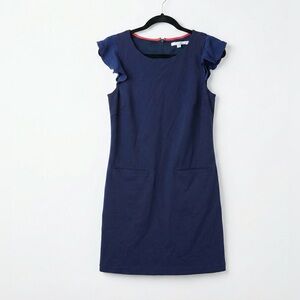 BODEN Navy Blue Flutter Sleeve Shift Dress Pockets US 6 UK 10 Work Career Tunic